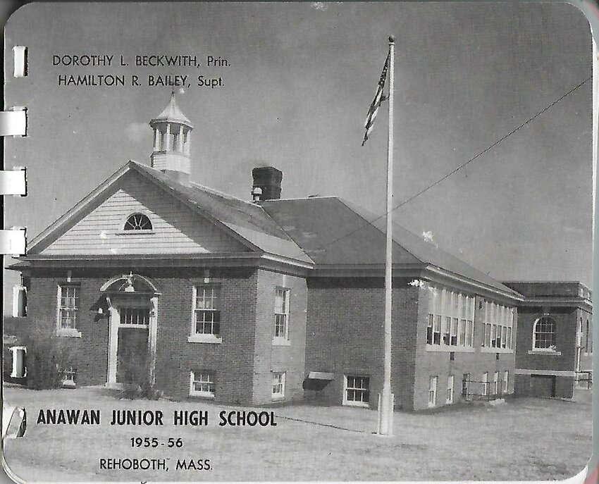 This is the front cover of a student&rsquo;s 1955-1956 Anawan School autograph book.