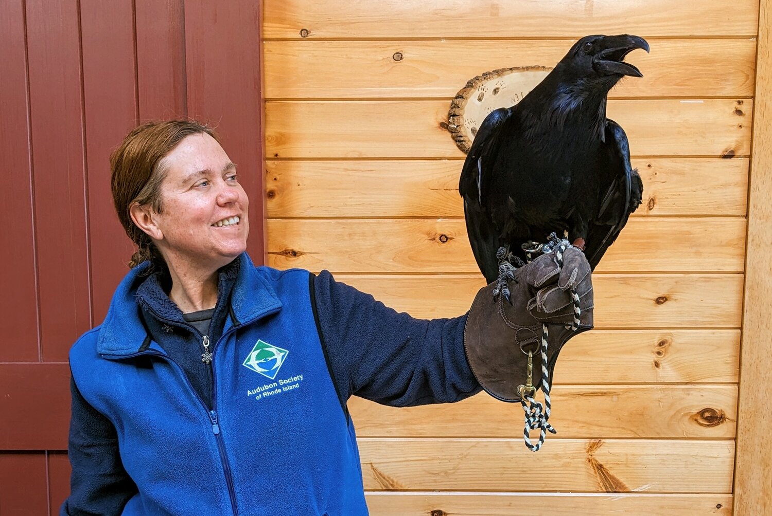 Audubon Educator Tracey Hall with Zach the Raven