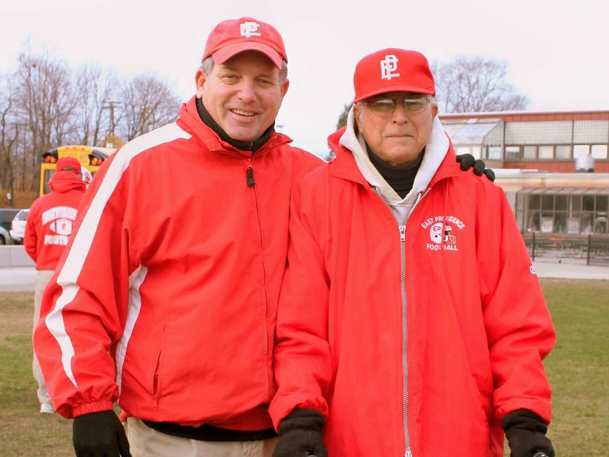 Former Townie player and head coach Sandy Gorham with a mentor, John Veader