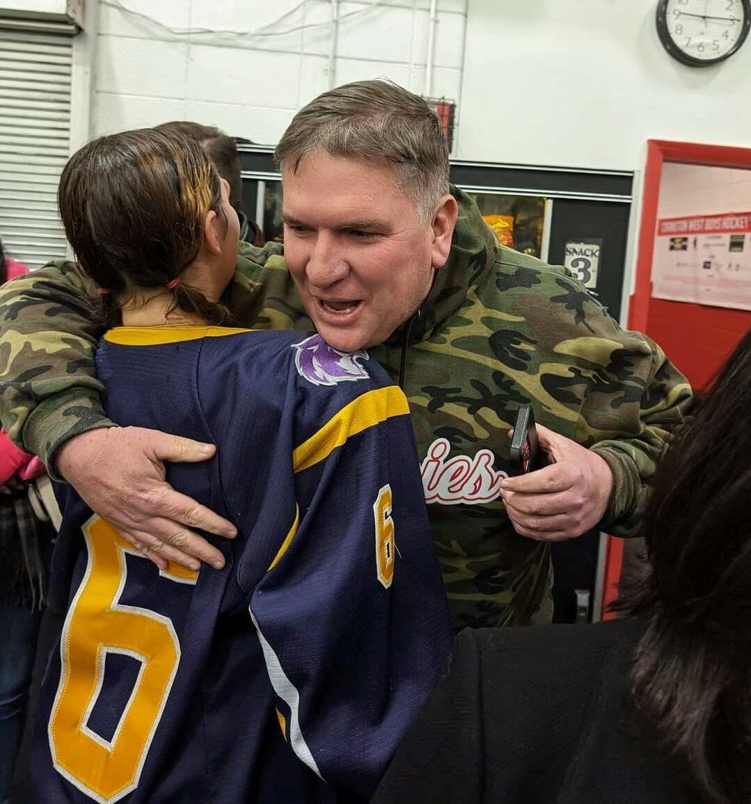 EPHS Principal Bill Black was on hand to see Sydney Olson's hockey hat trick in the win at Cranston's ice rink on January 27th