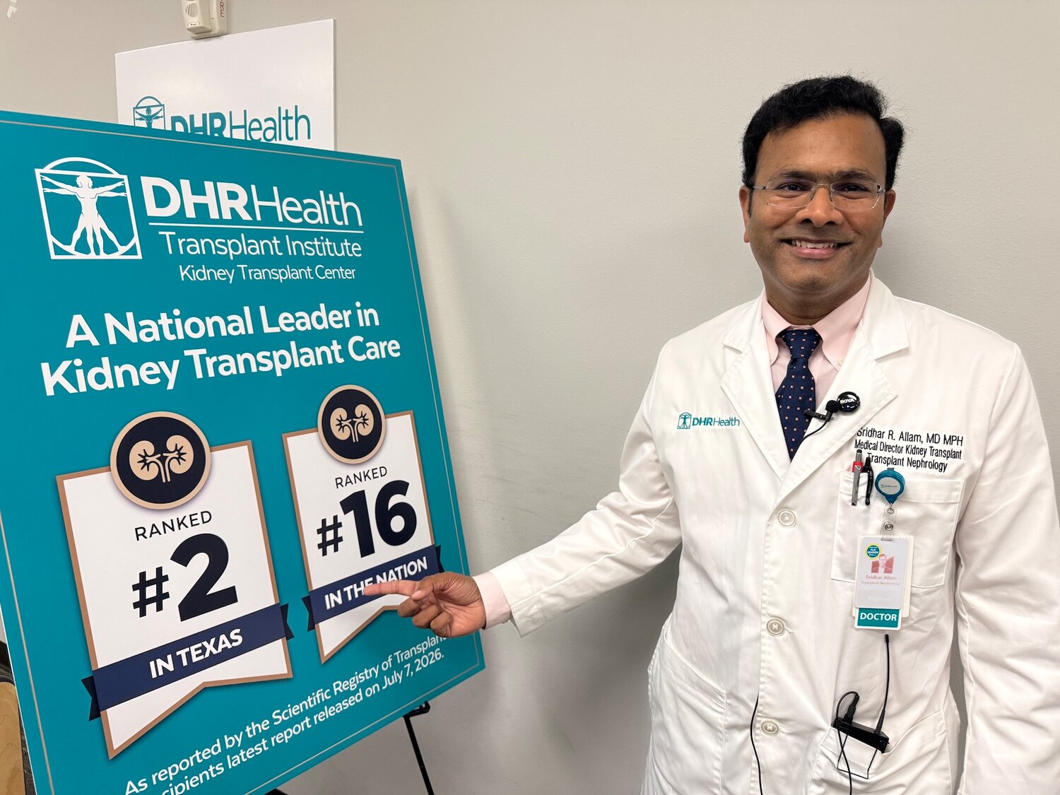 DHR Health Transplant Institute earns top state and national rankings