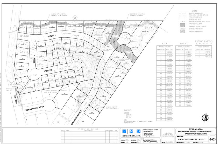 A concept plat shows the  layout of 53  lots near the end of Yaw Drive. (Image from PND Engineers)