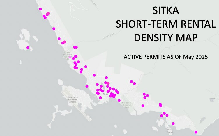 Dots indicate the locations of active short-term rentals in the Short Term Rental Report presented at the Planning Commission meeting Wednesday.