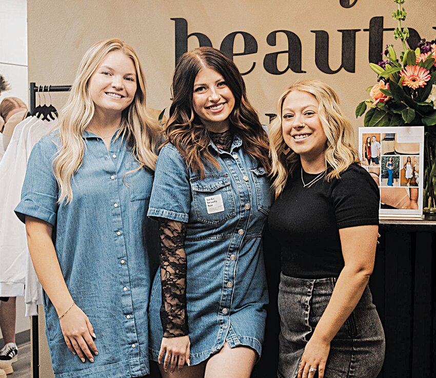 Kaylee Hanson (from left), Aliyah Yogerst, and Madison Steinhoff share an operating space at Lucky Beauty Bar in St. Cloud. The trio were classmates at Sauk Rapids-Rice High School from 2017-2019.