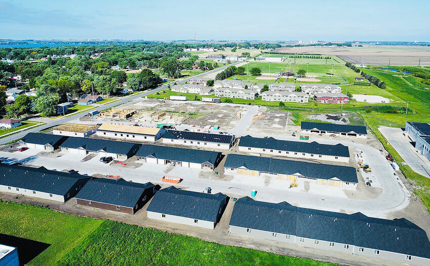 Units in all stages of development can be seen in this drone shot, taken last month, of the housing project going up south of Hy-Vee.