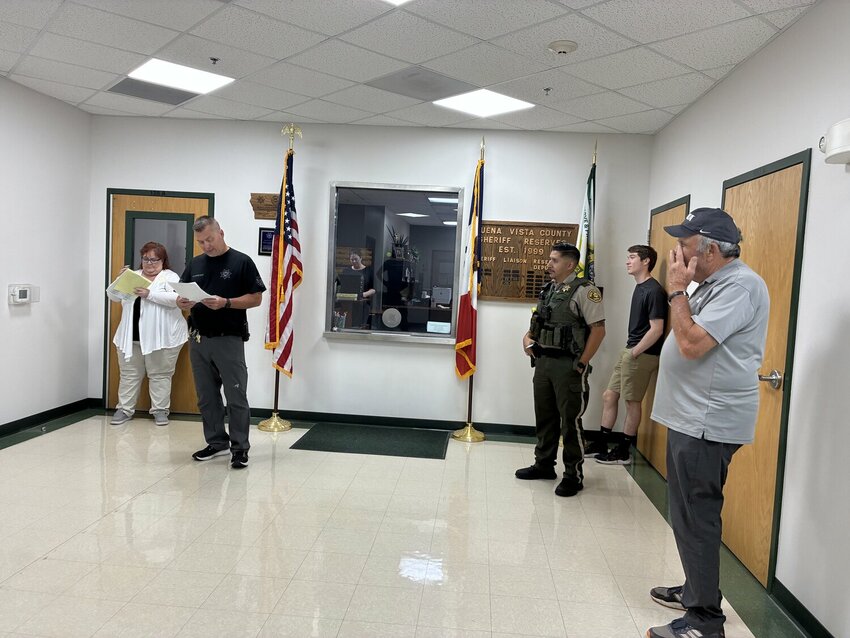 Captain Rob Danielson oversaw the auction at the Buena Vista County Sheriff's Office Tuesday morning. 