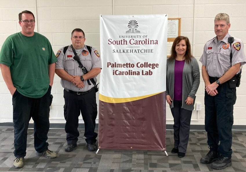 Pictured from left to right:  Justin Willz, Chris Crosby, Dr. Yasmina Vallejos, Walterboro Fire Department Chief Paul Siegler
