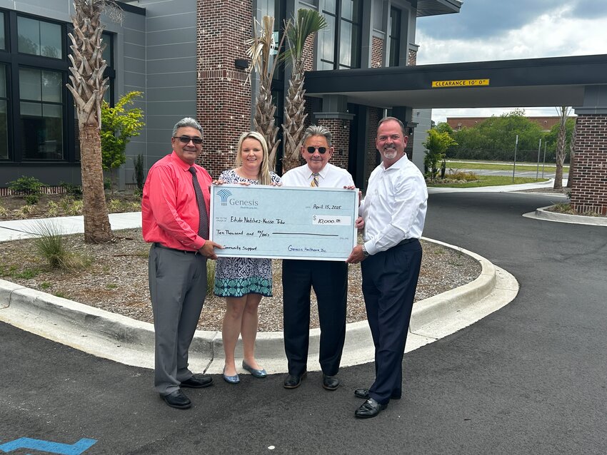 Pictured L to R Chief John Creel, From Genesis HealthCare; Daniel Bunton Shoupe, Charles Farmer, Howard Nettles