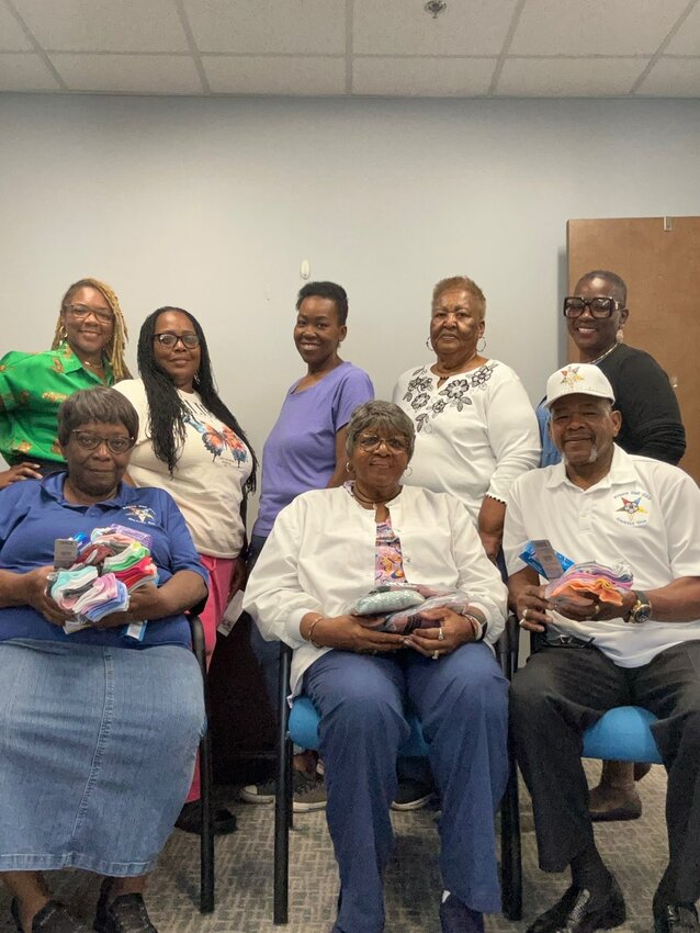 Seated L to R: AM Janice Taylor, WM Sandra Singleton, and WP Clinton (CJ) Wilford, Sr. 
Standing L to R: VA Alisha Minto, Angela Griffin, Elizabeth Holmes, Betty Bowman, and VA Doretha Gathers.