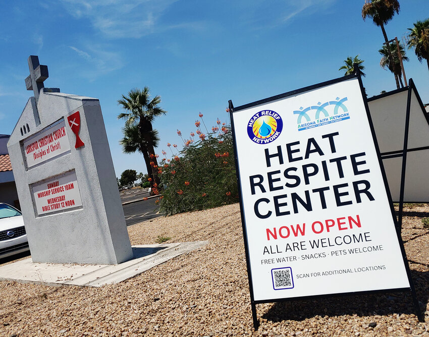 Larkspur Church, at 10614 N. 43rd Ave., is one of three Glendale respite centers available for the unsheltered community to offer resources during the current heat wave.