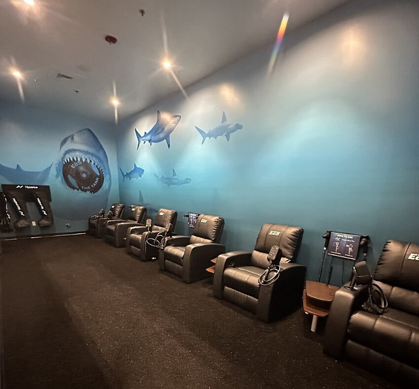 The Tank is a brand-new recovery space fully stacked with Hyperice percussion massagers, Normatec compression boots, and professional grade stretch tables providing recovery options.
