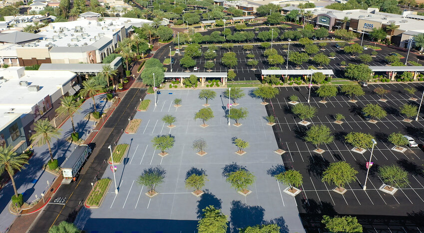 Cool Pavement was applied to a high traffic zone in the Desert Ridge Marketplace northside parking lot, which covered a total of 63,000 square-feet.