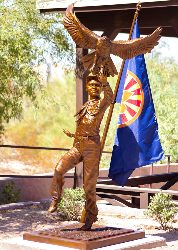 The “Be Prepared” statue was dedicated at the Grand Canyon Council’s Heard Scout Pueblo facility at the base of South Mountain in Phoenix.