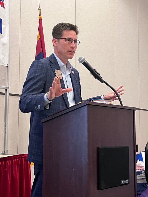 State Representative Joseph Chaplik addresses the Fountain Hills Republican Club. (Submitted photo)
