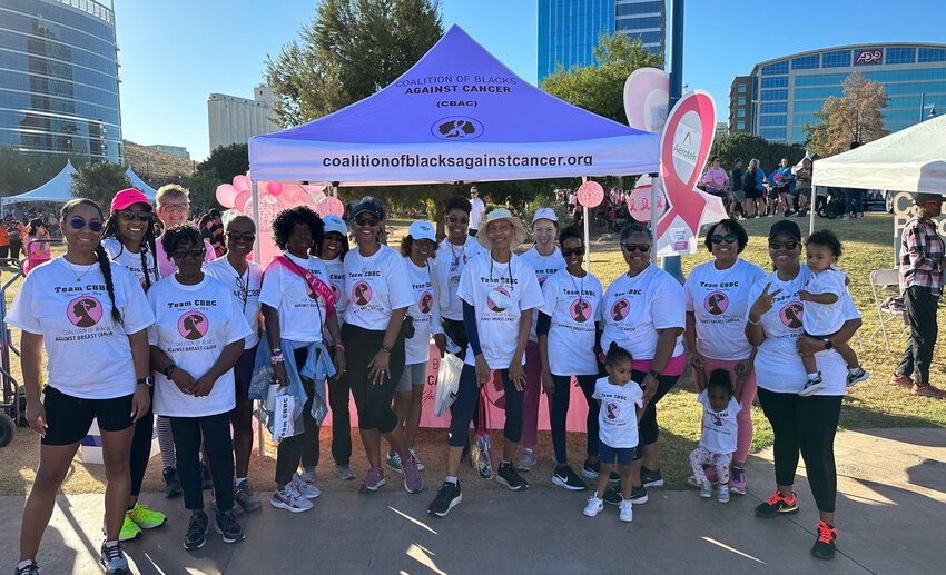 Members of the Coalition of Blacks Against Cancer at the Making Strides Against Breast Cancer of Phoenix walk on Oct. 28, 2023. (Photo by Christine Samuel/Coalition of Blacks Against Cancer)