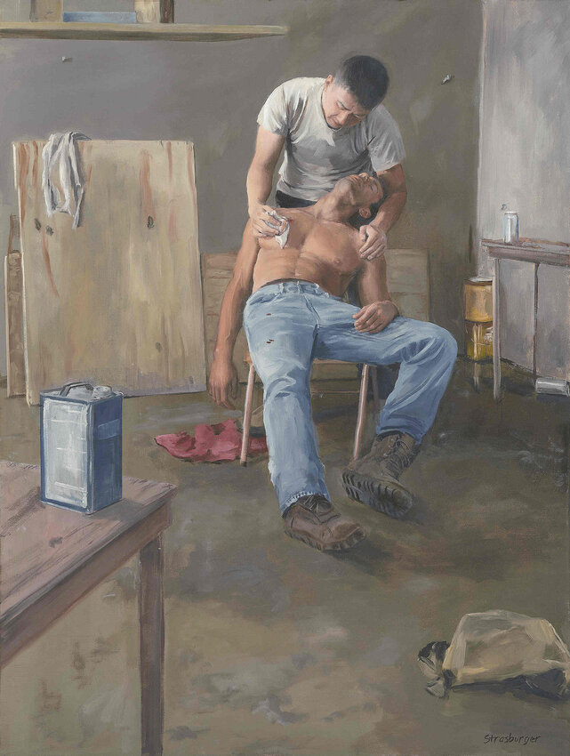 Among the works on display from Feb. 26 through March 28 in Phoenix is “Giving Aid To The Wounded Man.”