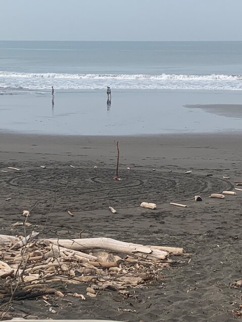 A labyrinth that Beth Dyer made on the beach in Costa Rica. (Photo courtesy of Beth Dyer)