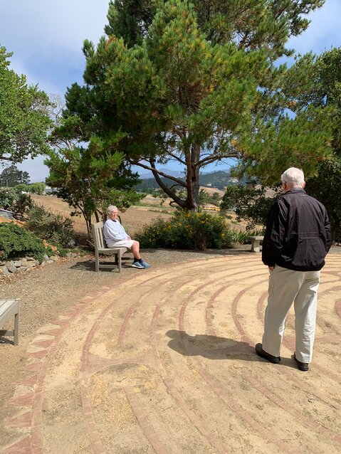 Beth Dyer’s parents last year at a labyrinth in Cambria, Calif. (Photo courtesy of Beth Dyer)