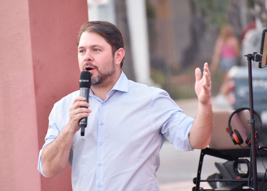 U.S. Rep and Senate candidate Ruben Gallego speaks at Chandler’s Juneteenth event earlier this month.