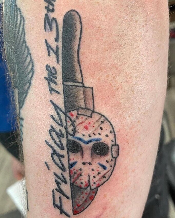 A Friday the 13th tattoo done in October 2023