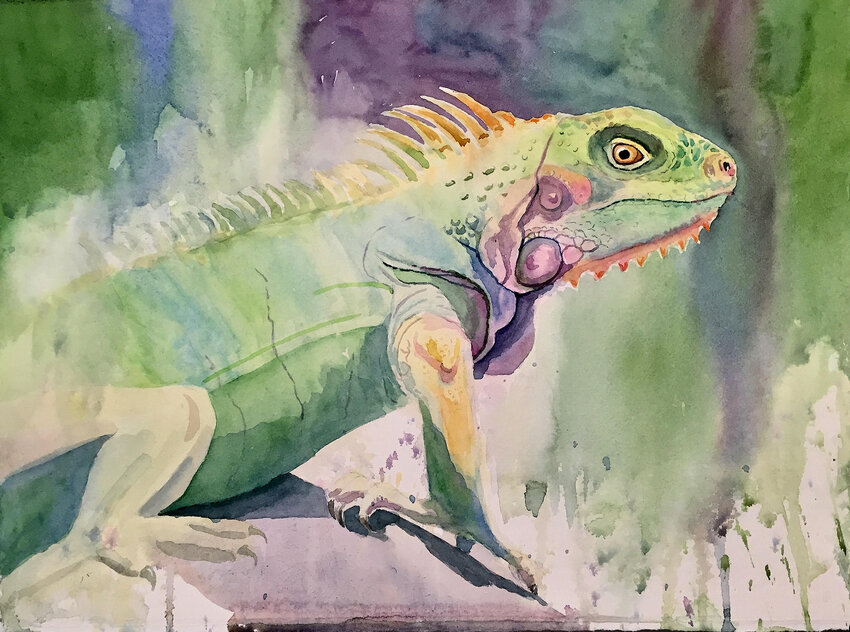 Mona Houle’s watercolor painting “Iguana Be Alone” is featured on marketing material promoting the inaugural Sonoran Arts Festival.