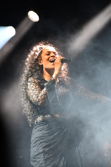 Jordin Sparks performs at a Goodyear music festival