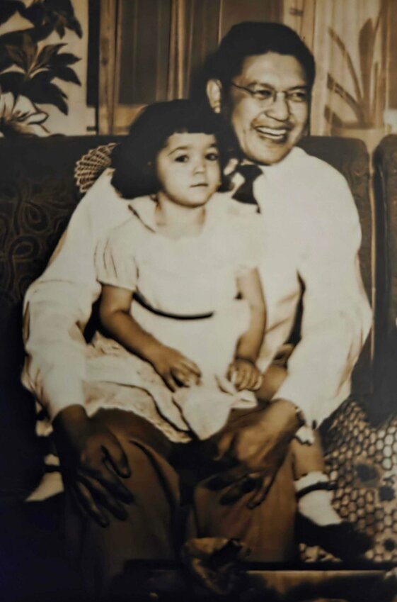 George Abe shares a moment with his daughter, La Verne Abe Harris, whose work and voice continue to carry forward his legacy. (Photo courtesy of La Verne Abe Harris)