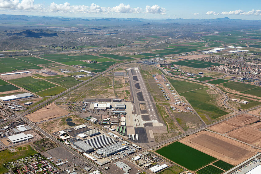 This is a photo of the Phoenix Goodyear Airport. City of Phoenix officials say an airport proposed for the city of Peoria could affect other local airports like this one or Deer Valley Airport in north Phoenix.