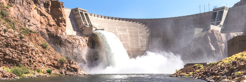Water is released from Roosevelt Dam along the Salt River. The utility and water provider serving much of the Valley says its reservoirs are nearly full. (Courtesy SRP)