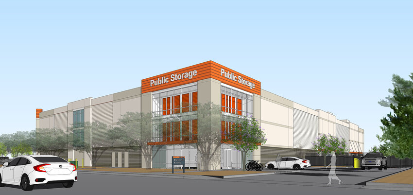 The proposed look of the Public Storage business. The previous building at the site was demolished after a fire.