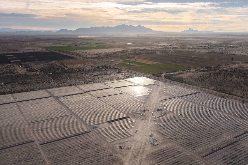 SRP is pushing up goals to be net-zero carbon emissions by 2050 through deployment of more renewable energy, like this 100-megawatt solar field near Eloy.