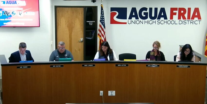 The Agua Fria Union High School District governing board approved out-of-state travel without an open meeting discussion on Feb. 7.