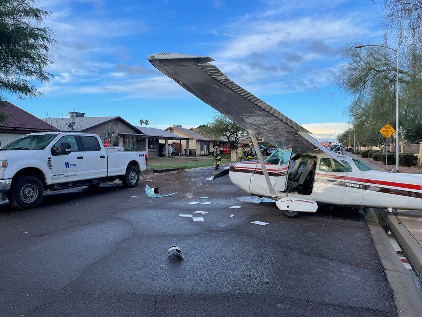 No one was injured when this plane crash-landed Saturday on a Goodyear street.