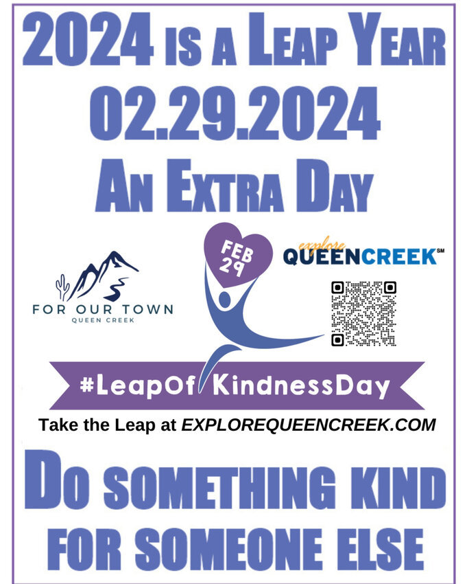 #LeapOfKindnessDay was started in 2016 by the Saratoga County Chamber of Commerce in New York. The Queen Creek Chamber of Commerce is just one of three chambers across the state taking part in the initiative this year.
