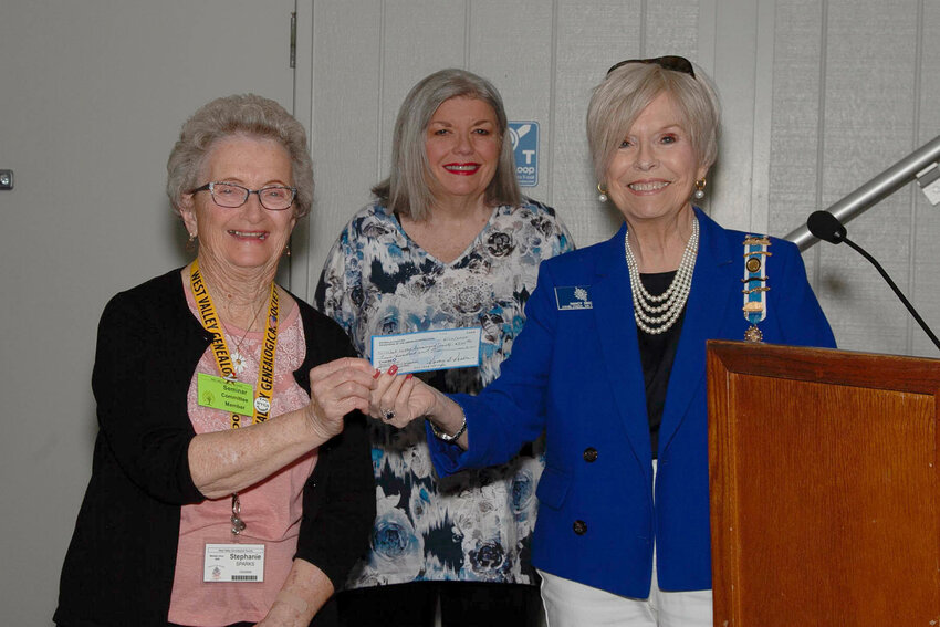 From left are WVGS First Vice President Stephanie Sparks, Estrella Vice Regent Laura Linton and Estrella Regent Nancy Nixon.