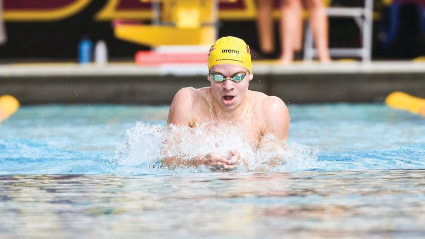 Arizona State standout swimmer L&eacute;on Marchand focuses on NCAA success as he prepares to represent France in the upcoming 2024 Summer Olympics in Paris. (Courtesy of Sun Devil Athletics)