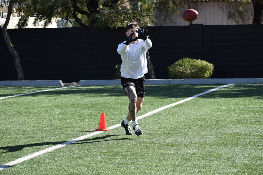 Ricky Pearsall runs a comeback route in training at the Exos Phoenix facility. (Independent Newsmedia/George Zeliff)