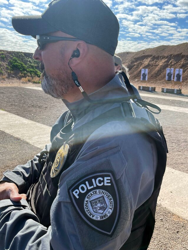 ASU police officers have SoundGear Phantom devices to protect their hearing.