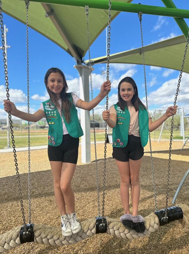 Fountain Hills Girl Scout Troop 6445 has two of the top sellers in town this year. Pictured, Serena Geggoli, left, and Elliana Hunter. (Submitted photo/Erika Percic)