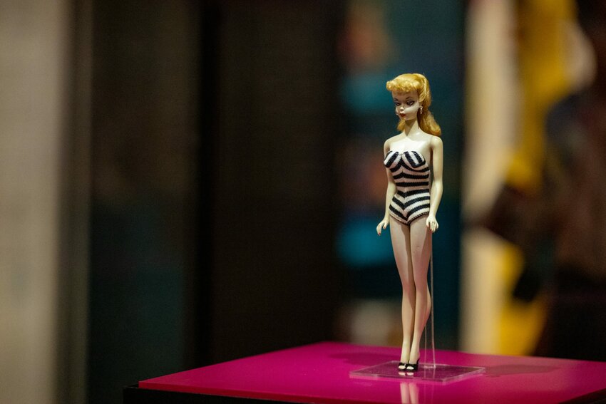 The &ldquo;Barbie: A Cultural Icon&rdquo; exhibition at the Phoenix Art Museum opens with a display of one of the first Barbie dolls. The first Barbie debuted in 1959. Photo taken in Phoenix on Feb. 21, 2024. (Cronkite News/Emily Mai)