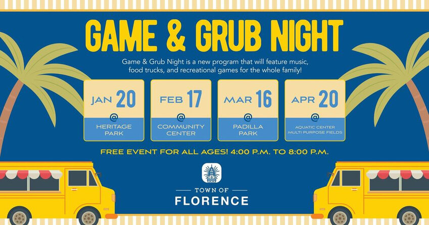 Game &amp; Grub Night is a monthly family friendly event featuring music, food trucks and recreational games.