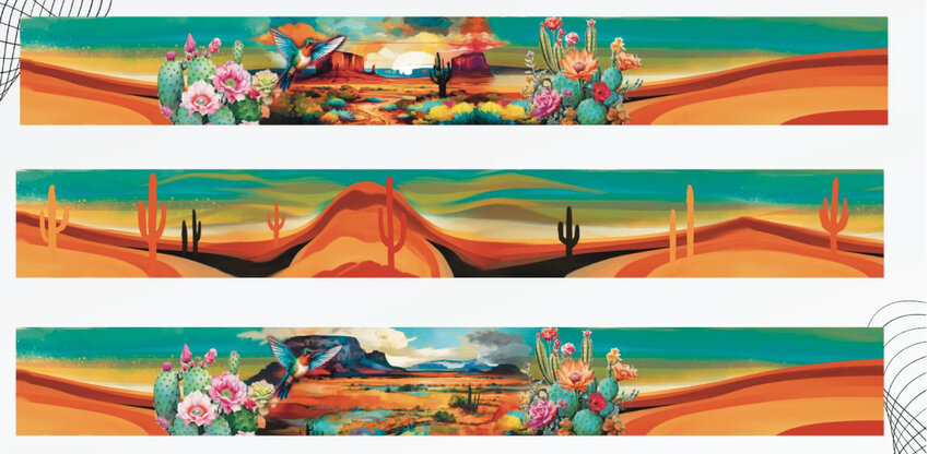 One of several designs proposed to the Apache Junction Public Arts Commission for a 400-foot-long wall on Tomahawk Road near Broadway Avenue.