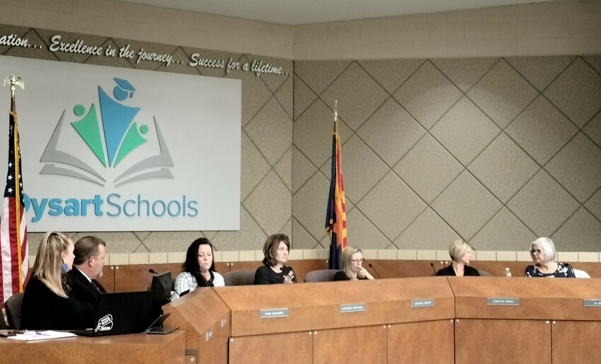 Dysart Unified School District board members discuss the potential of a $127 million bond. (Independent Newsmedia/Delarita Ford)