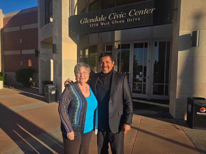 WHAM Executive Director Connie Whitlock, left, was happy to receive a $1,500 donation from Glendale Councilman Jamie Aldama to help fund the &ldquo;Self-Care Through Art&rdquo; program.