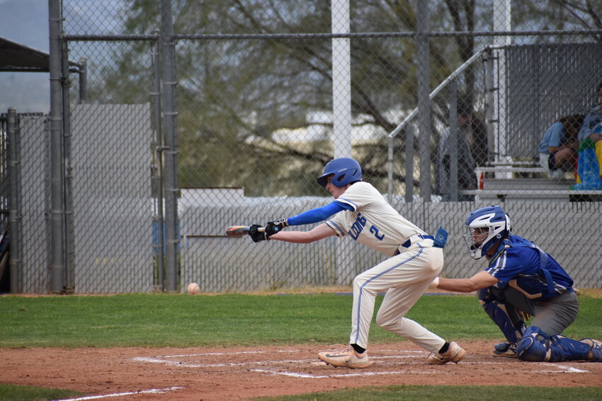 Sophomore Jack Irwin bunts and had two RBIs in the win over Chino Valley. (Independent Newsmedia/George Zeliff)