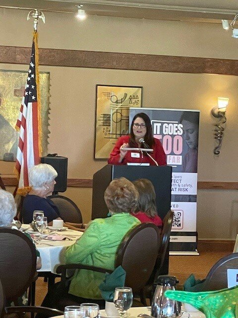 Lea Marquez Peterson, member of Arizona Corporation Commission speaking at the recent Arrowhead Republican Women meeting.