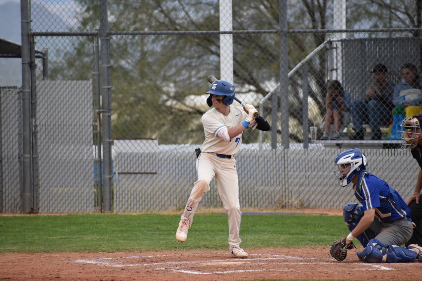 Senior Nathan Hughes led the Falcons with four hits and four RBIs against Camp Verde. (Independent Newsmedia/George Zeliff)