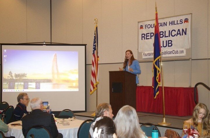 Speaking at the most recent Fountain Hills Republican Club meeting, Michelle Ugenti-Rita is running for County Supervisor.