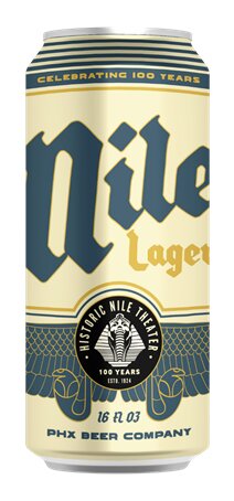 The design for beer PHX Beer Co. made to celebrate the Nile Theater's 100th anniversary.