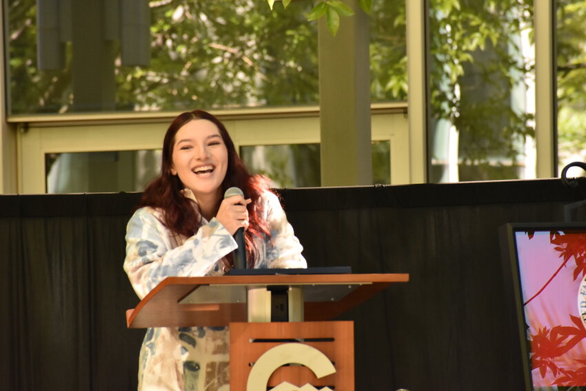 Chandler High School student Isabella Garcia speaks March 30 at a celebration on what would have been labor leader C&eacute;sar Ch&aacute;vez&rsquo;s 97th birthday. She was one of several students who spoke about what Ch&aacute;vez&rsquo;s legacy means to them.